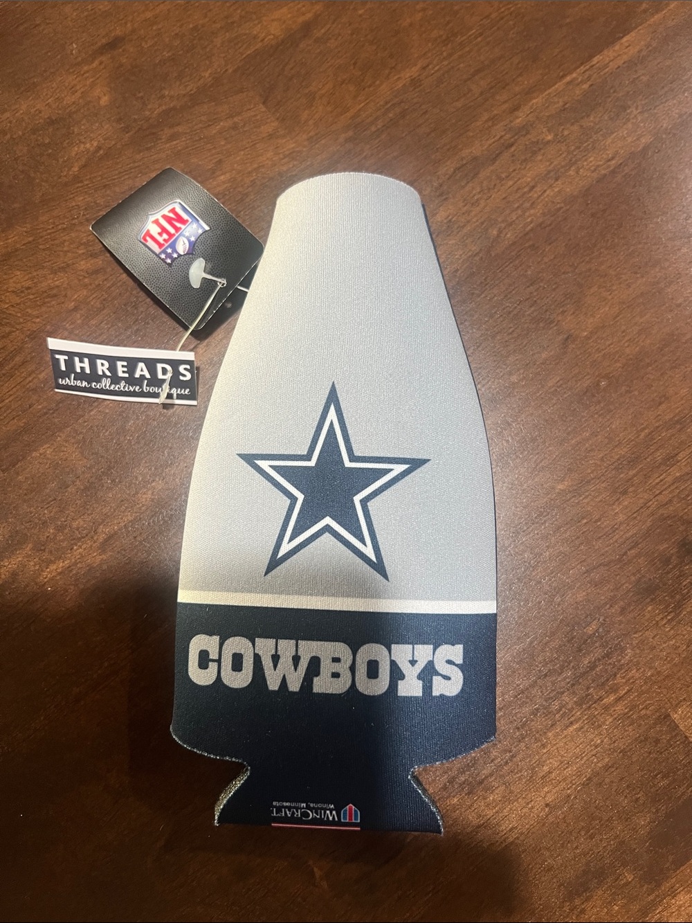 NFL Dallas Cowboys Gray and Navy Foam Bottle Cooler